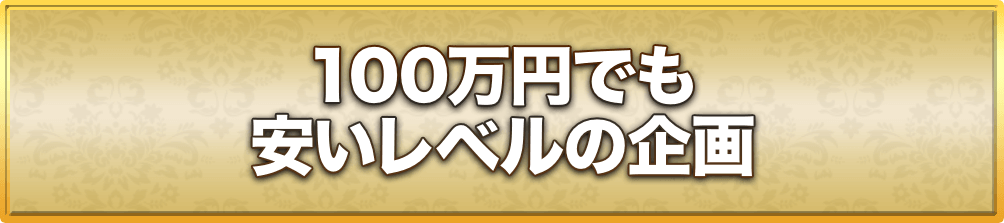 100万円でも安いレベルの企画